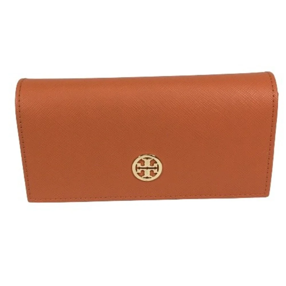TORY BURCH Eyeglass Case Glasses Sunglasses Orange Gold Logo Holder FALL COLOR